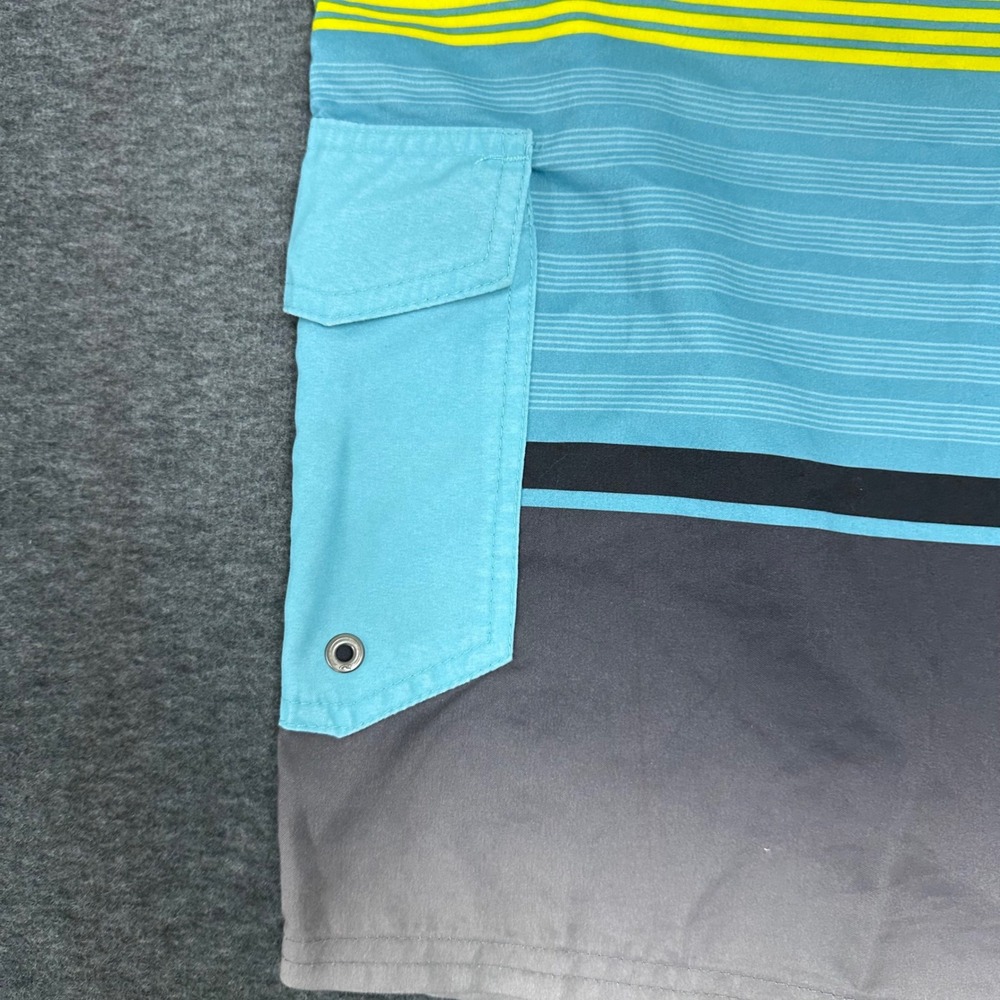 O'Neill Hybrid Swim Black Blue Trunks Striped Board‎ Shorts Beach Surf Size 32 - Picture 10 of 12